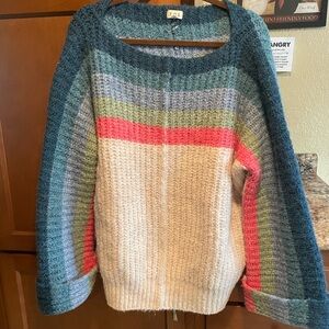 POL Multicolor Striped Crew Neck Sweater